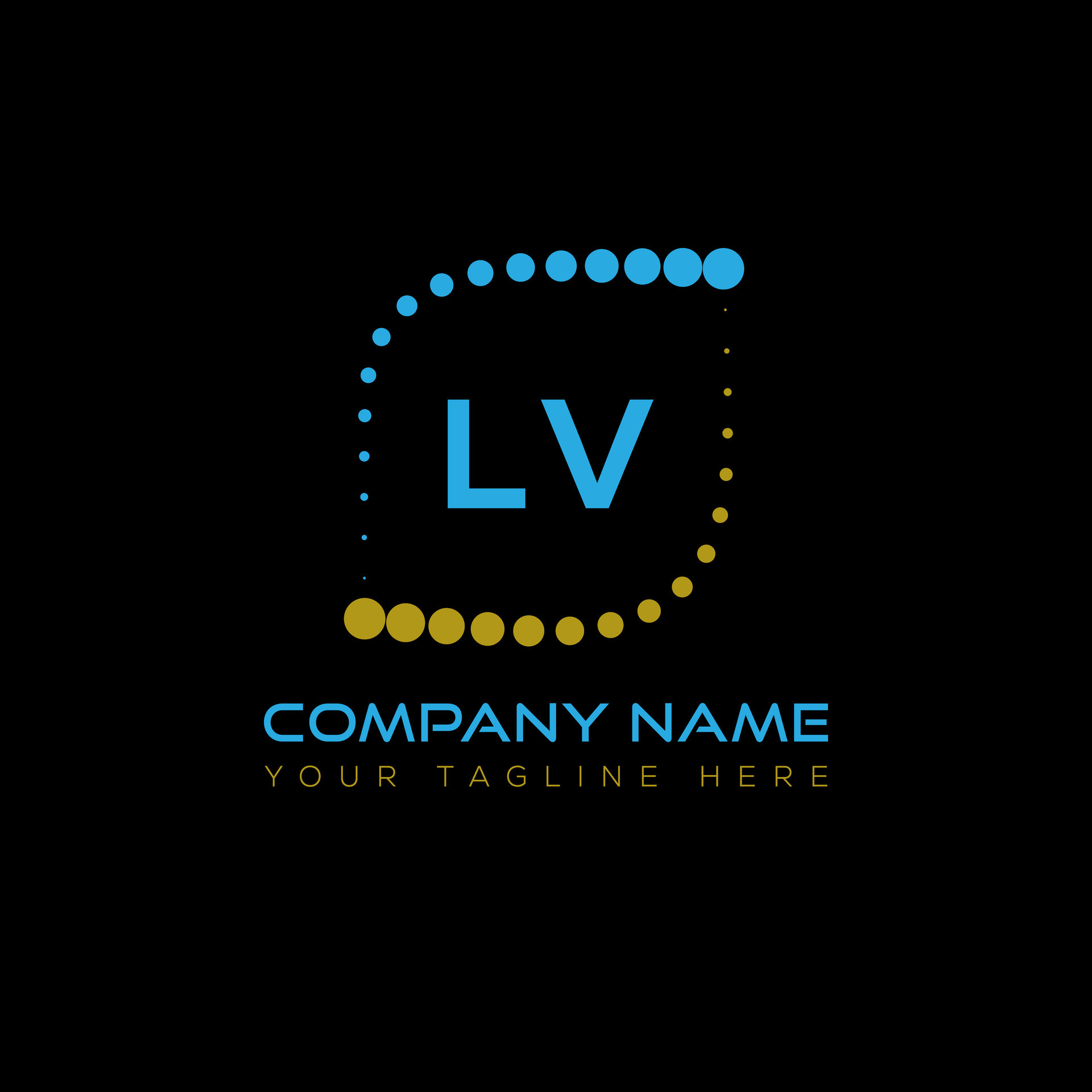 LV letter logo design on black background. LV creative initials
