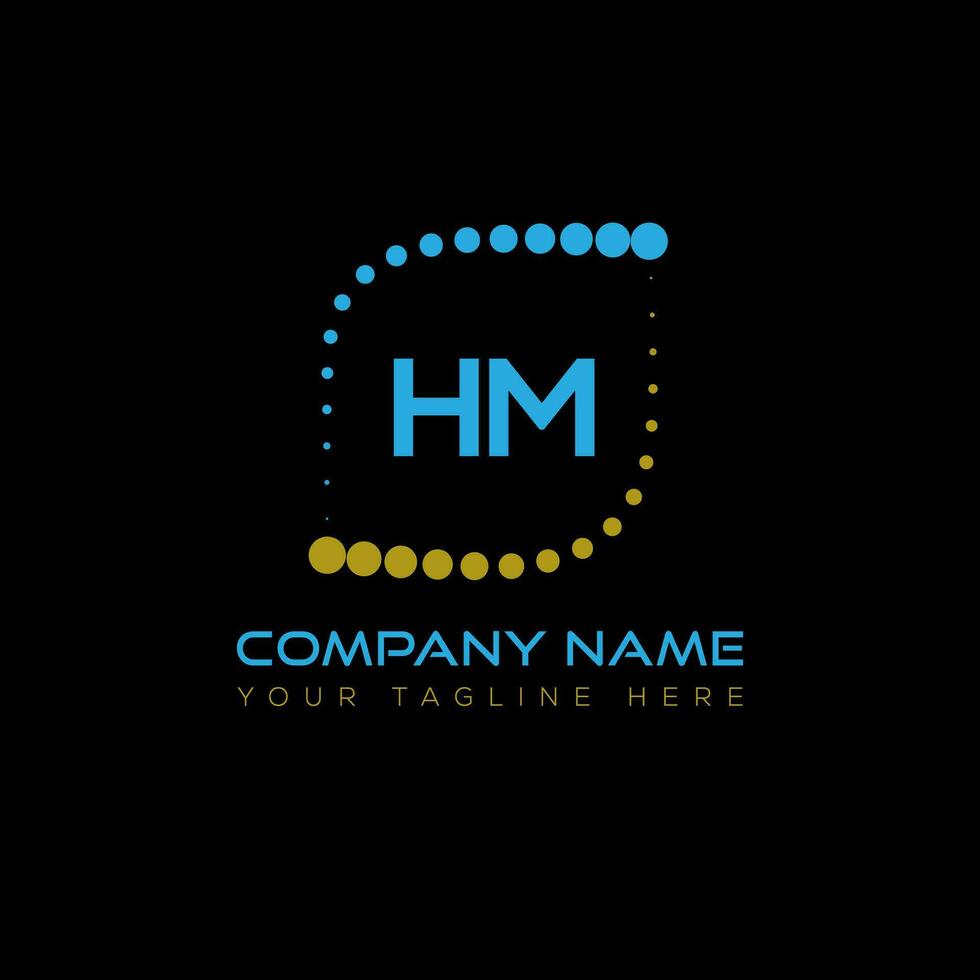 HM letter logo design on black background. HM creative initials letter logo concept. HM unique design. vector