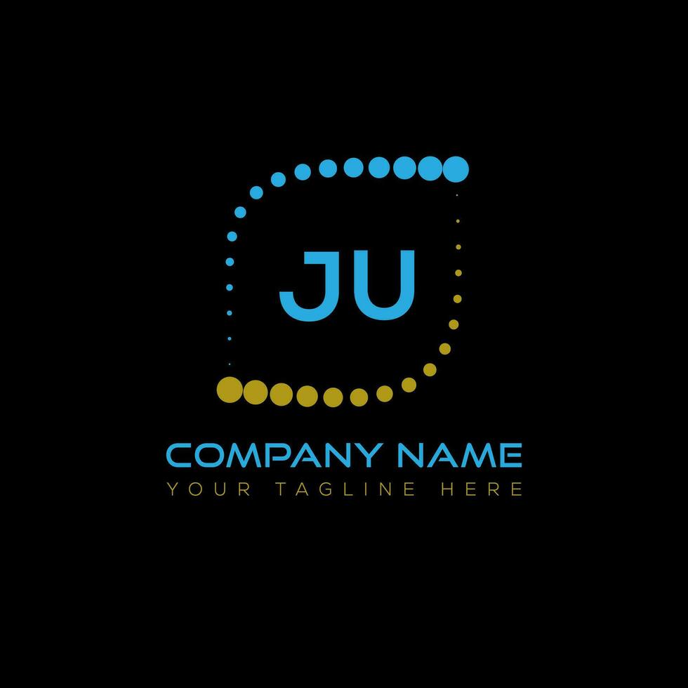 JU letter logo design on black background. JU creative initials letter logo concept. JU unique design. vector