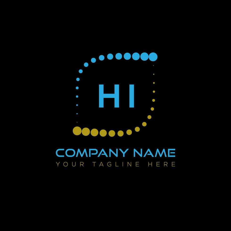 HI letter logo design on black background. HI creative initials letter logo concept. HI unique design. vector