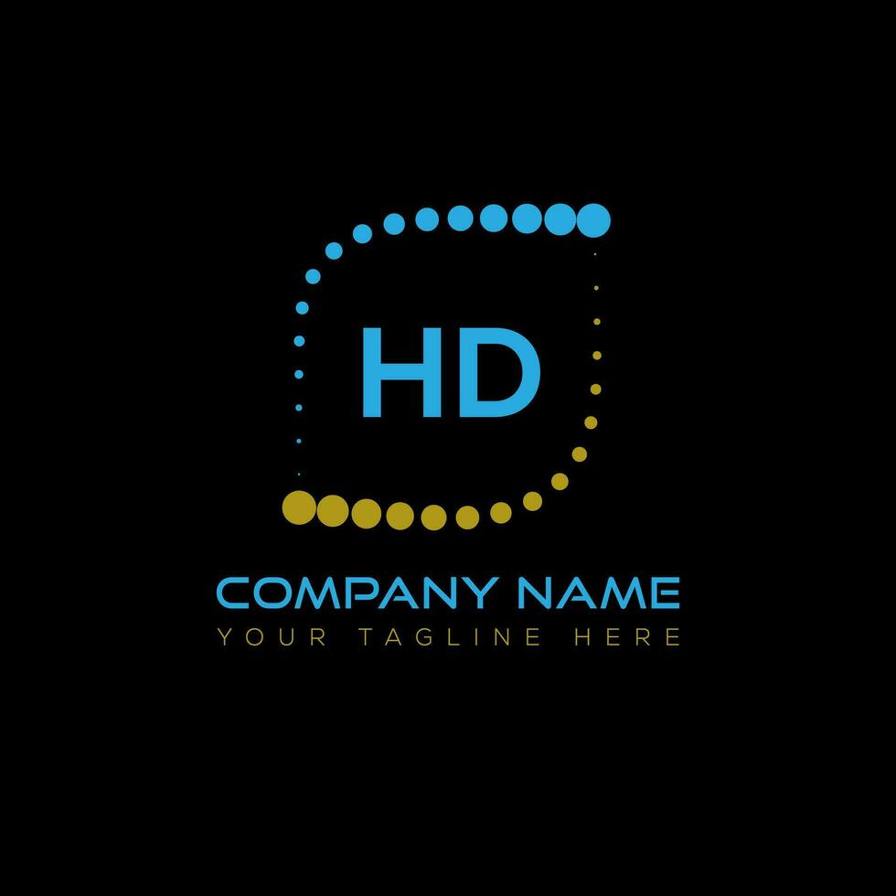HD letter logo design on black background. HD creative initials letter logo concept. HD unique design. vector