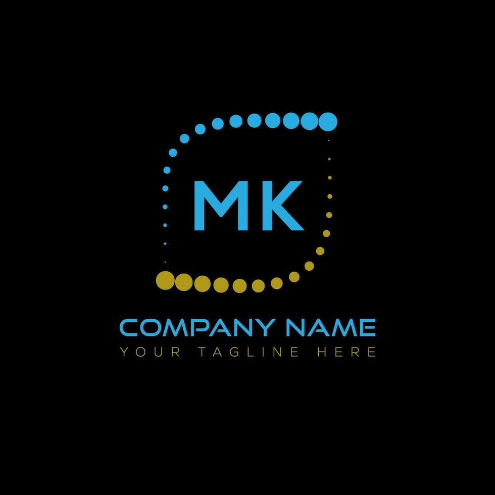 MK letter logo design on black background. MK creative initials letter logo concept. MK unique design. vector