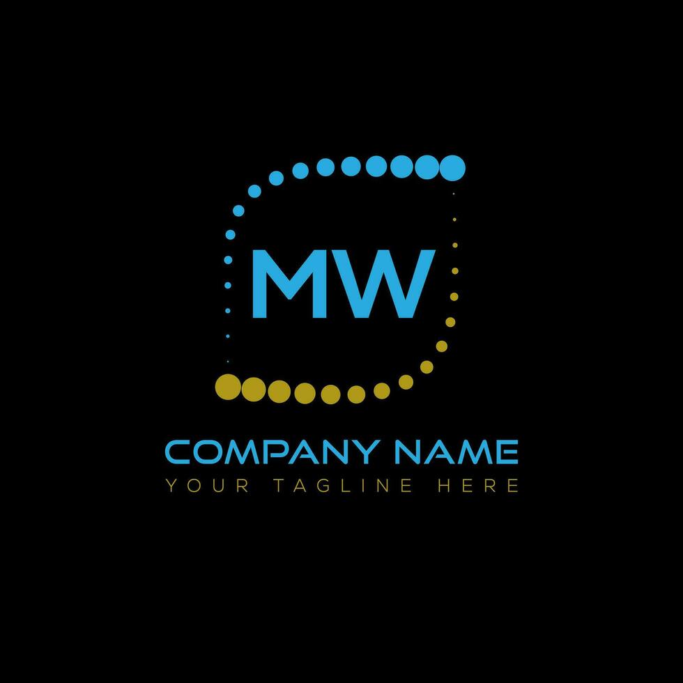 MW letter logo design on black background. MW creative initials letter logo concept. MW unique design. vector