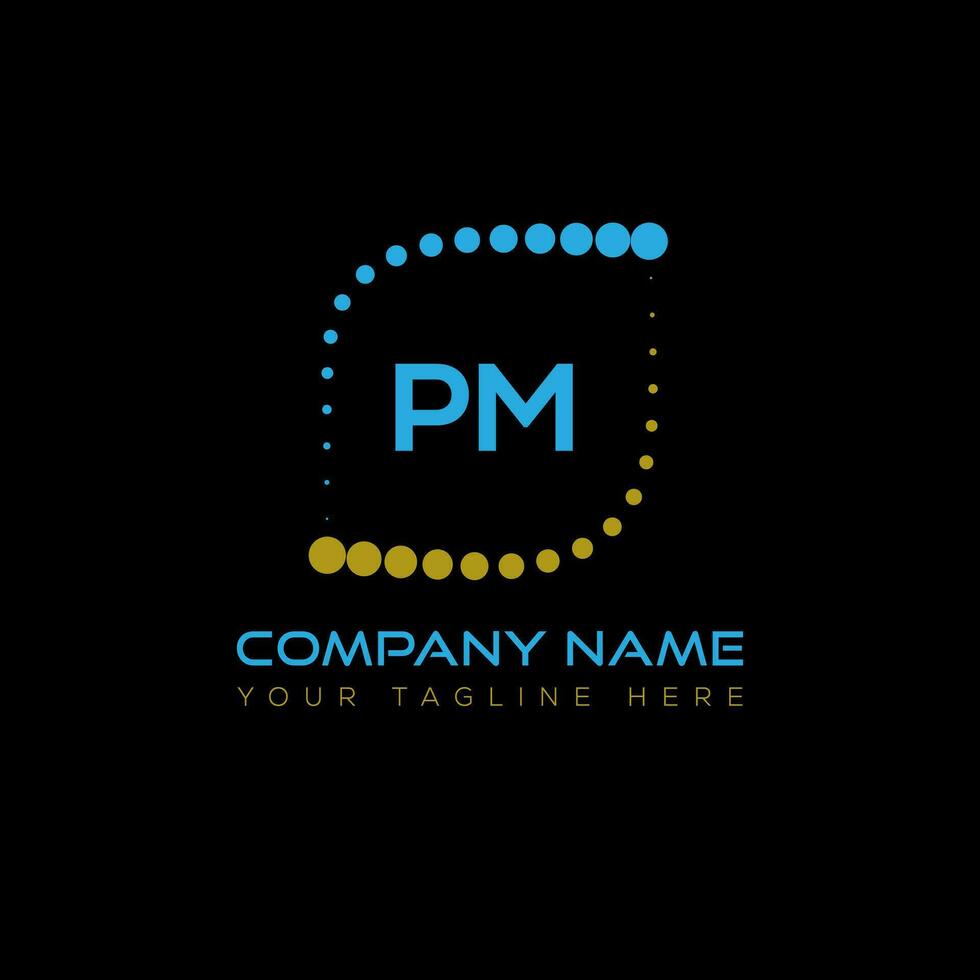 PM letter logo design on black background. PM creative initials letter logo concept. PM unique design. vector