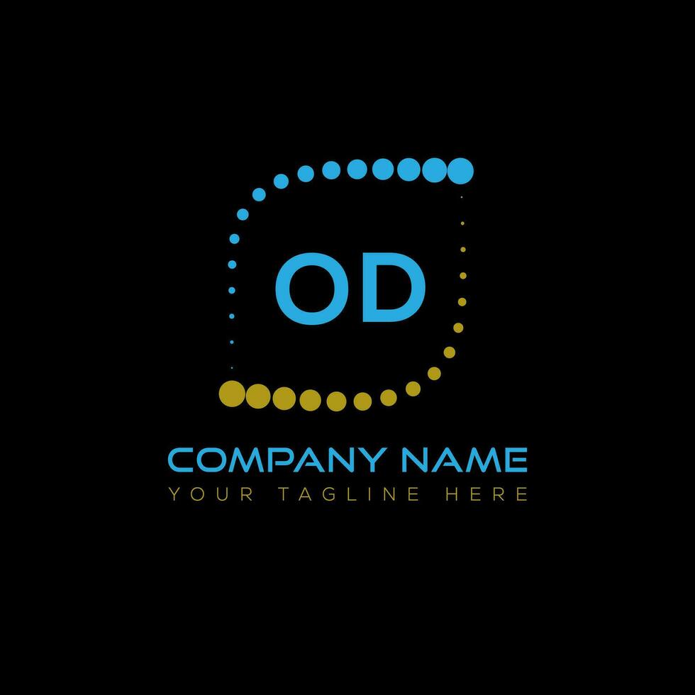 OD letter logo design on black background. OD creative initials letter logo concept. OD unique design. vector