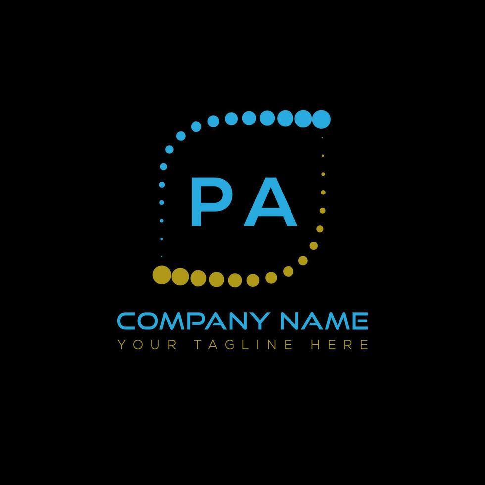 PA letter logo design on black background. PA creative initials letter logo concept. PA unique design. vector