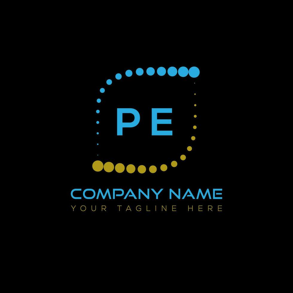 PE letter logo design on black background. PE creative initials letter logo concept. PE unique design. vector