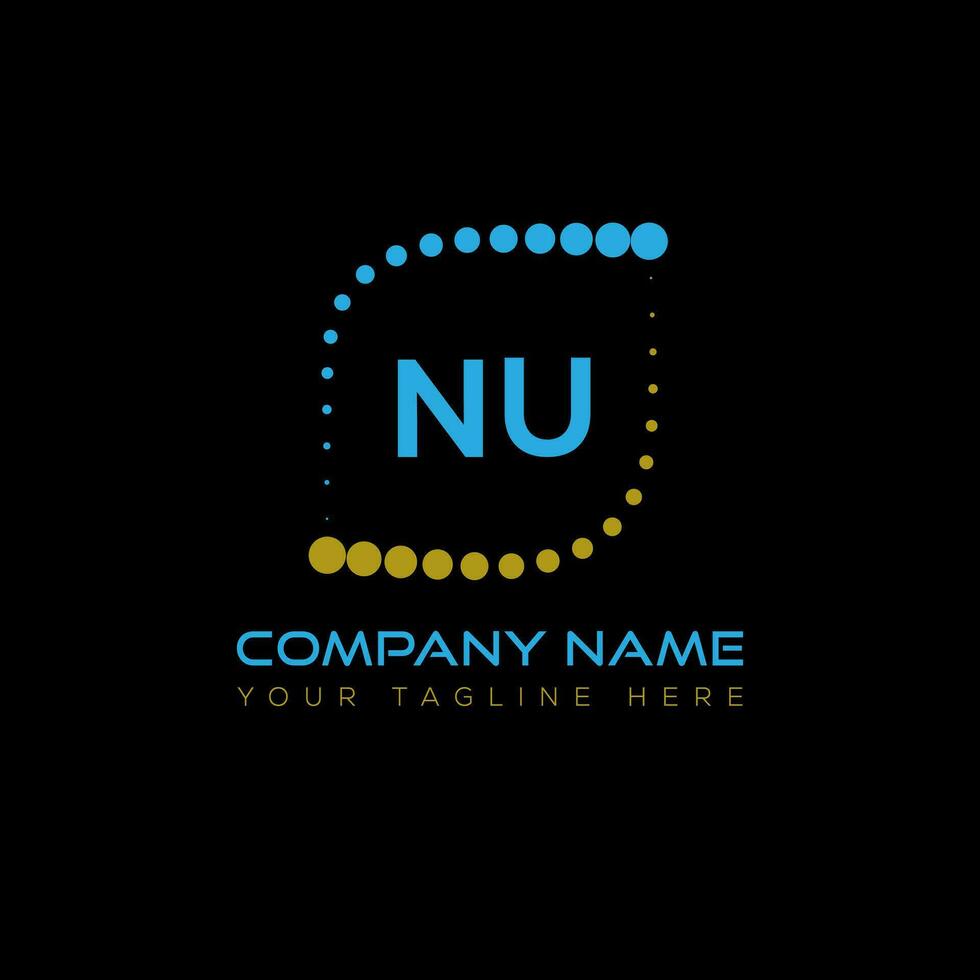 NU letter logo design on black background. NU creative initials letter logo concept. NU unique design. vector
