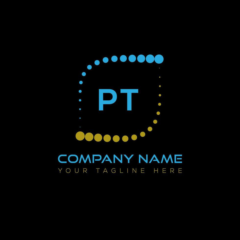 PT letter logo design on black background. PT creative initials letter logo concept. PT unique design. vector