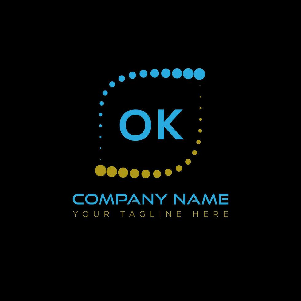 OK letter logo design on black background. OK creative initials letter logo concept. OK unique design. vector