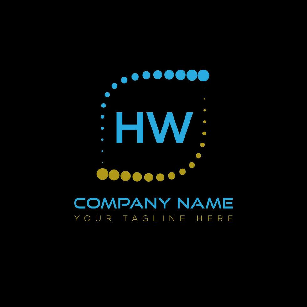 HW letter logo design on black background. HW creative initials letter logo concept. HW unique design. vector