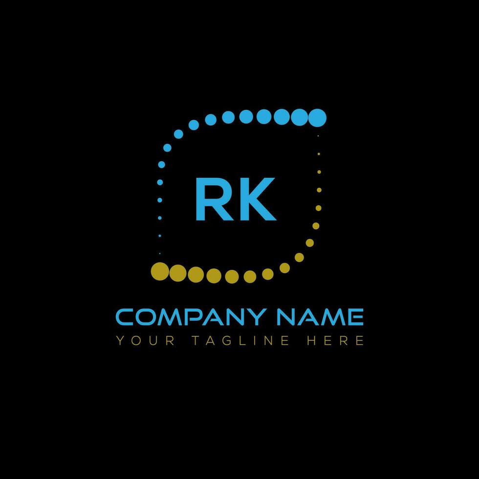 RK letter logo design on black background. RK creative initials letter logo concept. RK unique design. vector