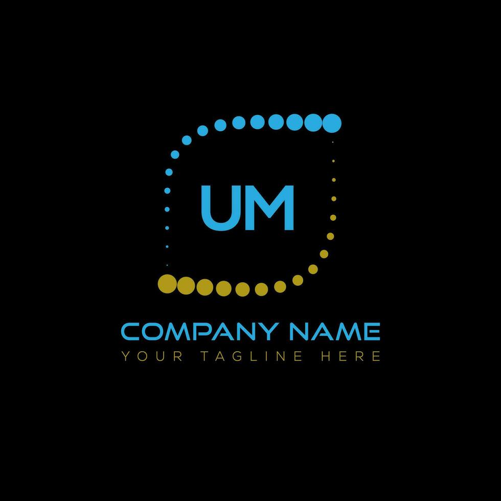 UM letter logo design on black background. UM creative initials letter logo concept. UM unique design. vector