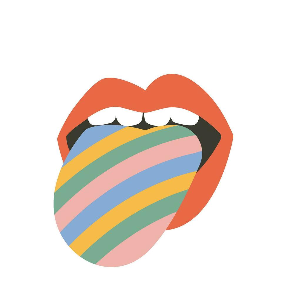 linda retro maravilloso labios vector