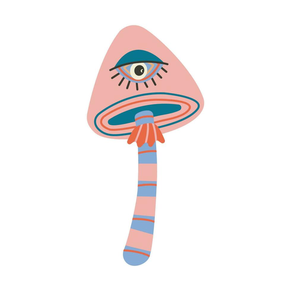 Retro Groovy Mushroom with eye, vector