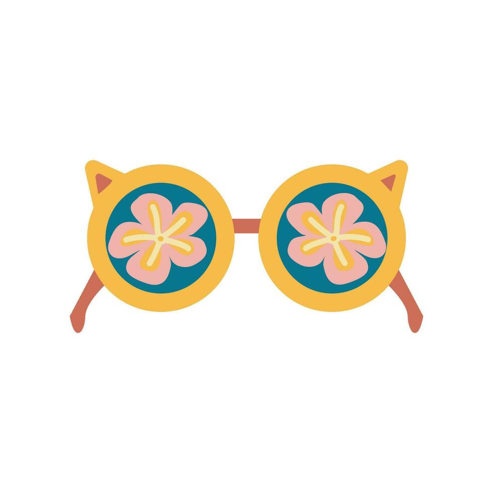 Retro hippie glasses, vintage sunglasses vector