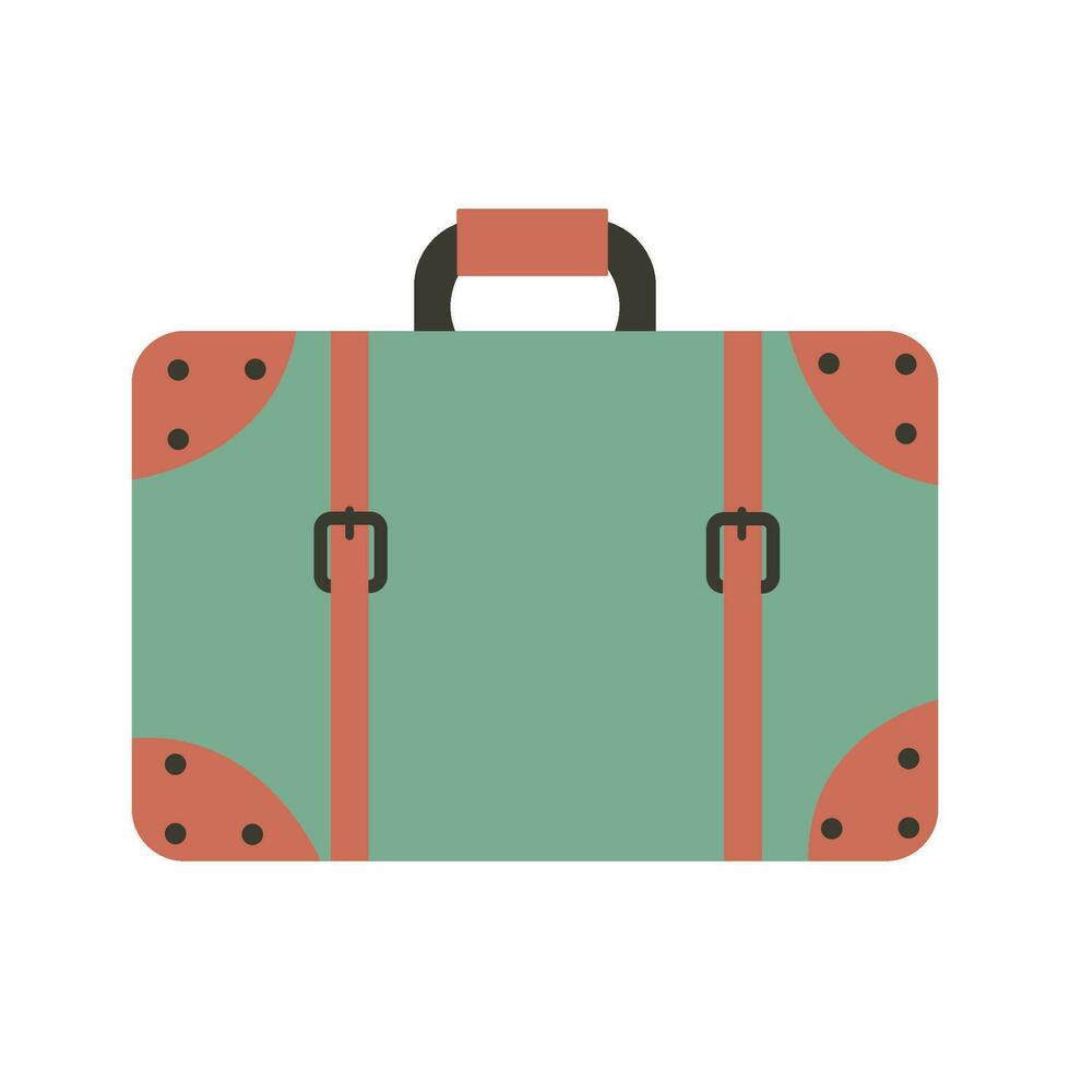 Retro Suitcase Travel Vintage Green Luggage vector