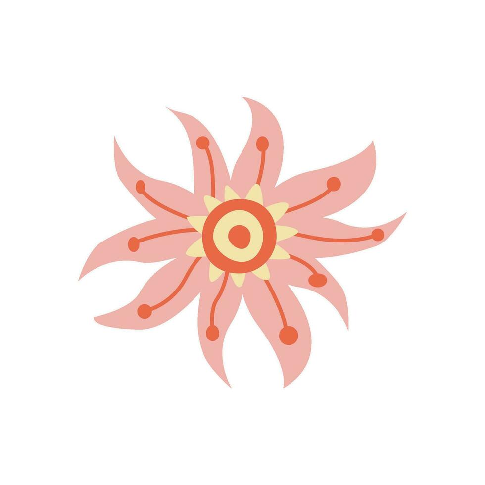 Retro flower bright summer, vector