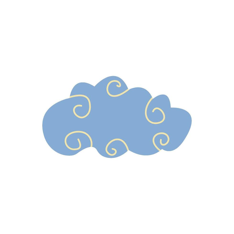 Retro engraved clouds. Isolated doodle cloud vector