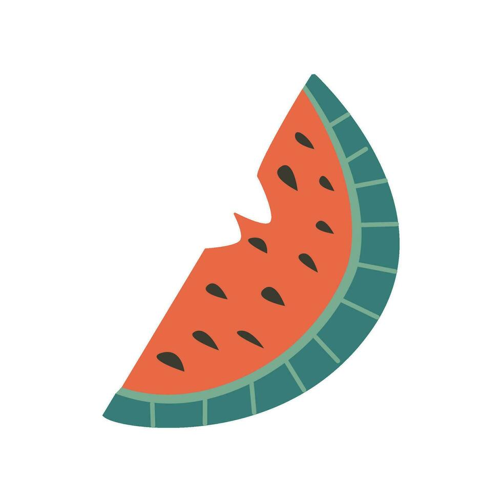 Juicy watermelon, half and cut slice watermelon vector