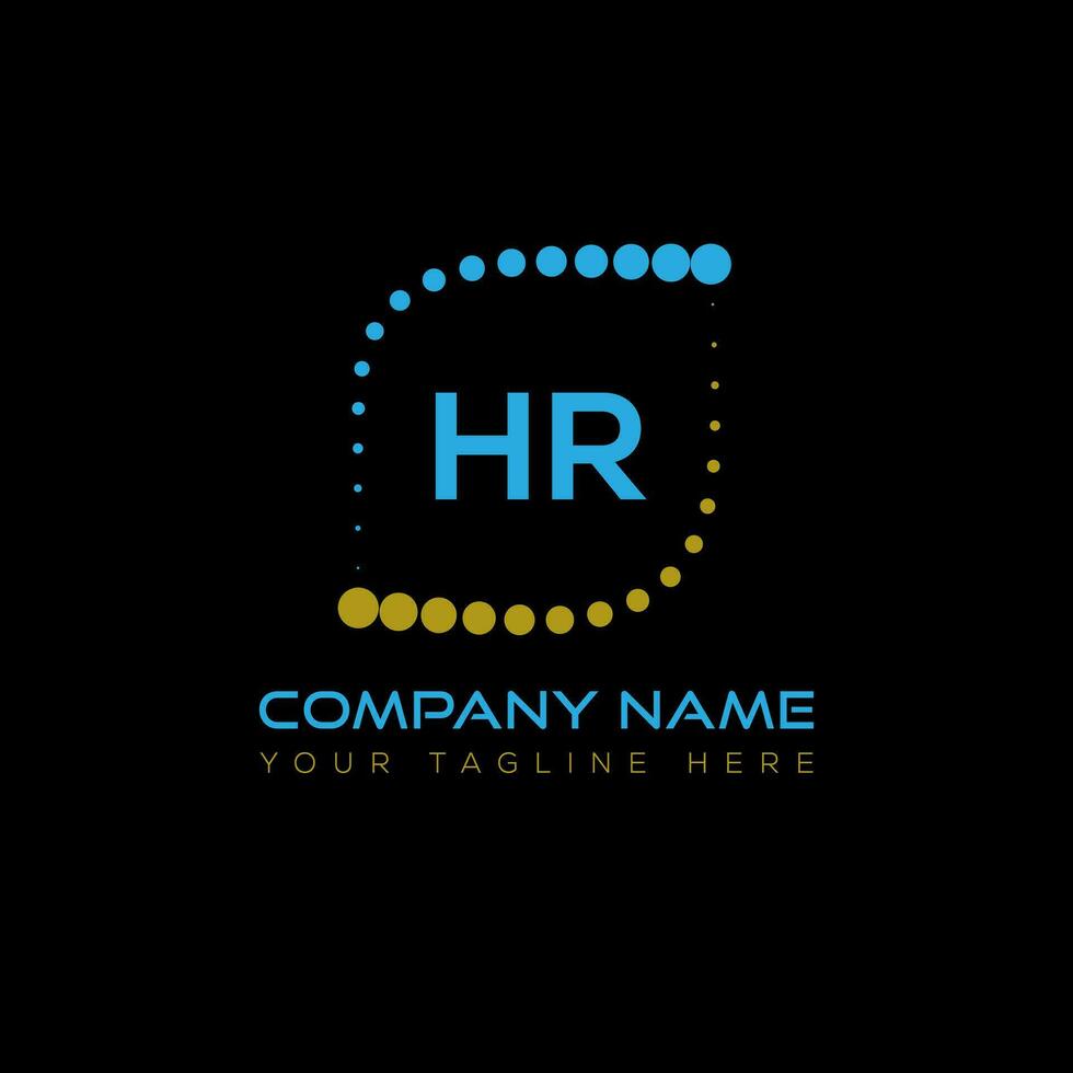HR letter logo design on black background. HR creative initials letter logo concept. HR unique design. vector