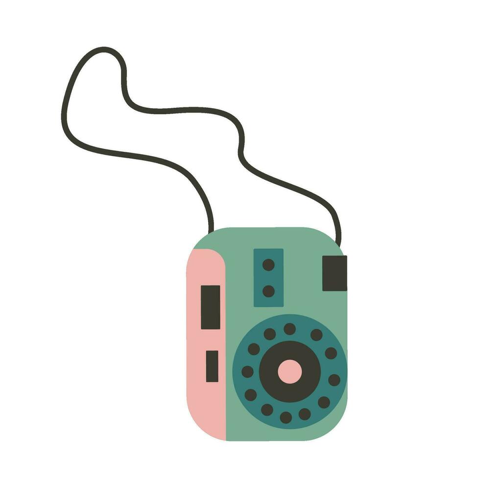 Hand drawn retro camera and photo equipment. vector