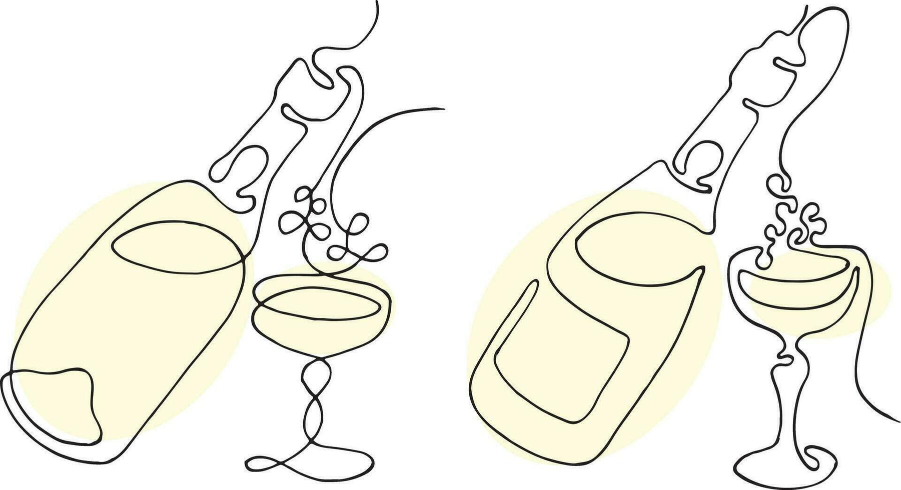 Set of Bottles and Glasses. Wine Pattern. Vector illustration.