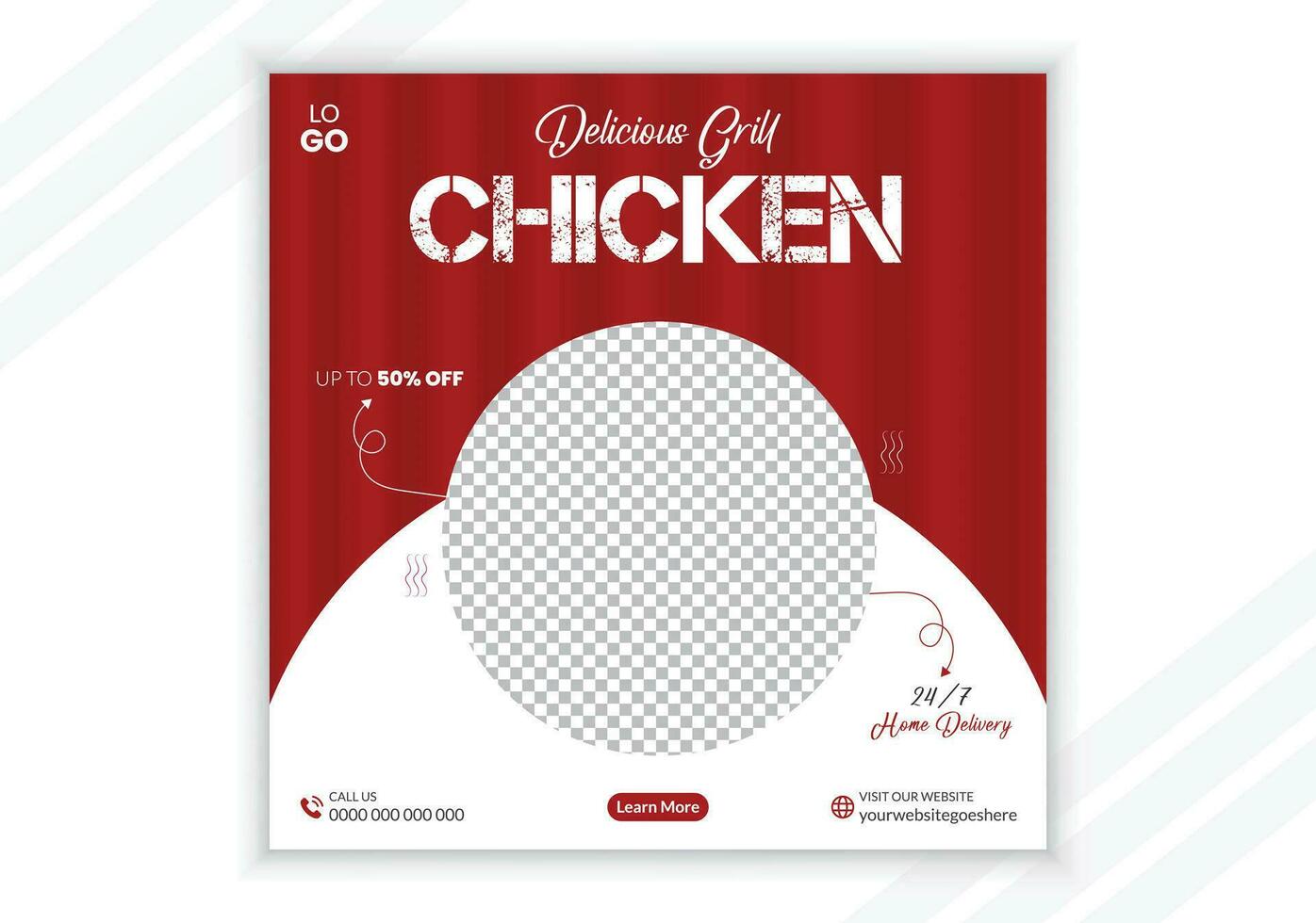 chicken social media post design vector