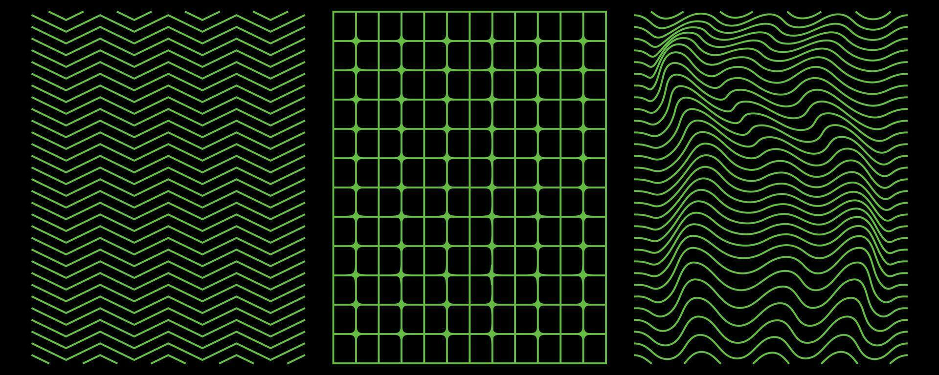 Distorted neon grid. Fashionable retro style of the 90s, 2000s is ready. Retrowave style, vaporwave. Vector illustration for design, print, poster, banner, postcard, sticker, web design