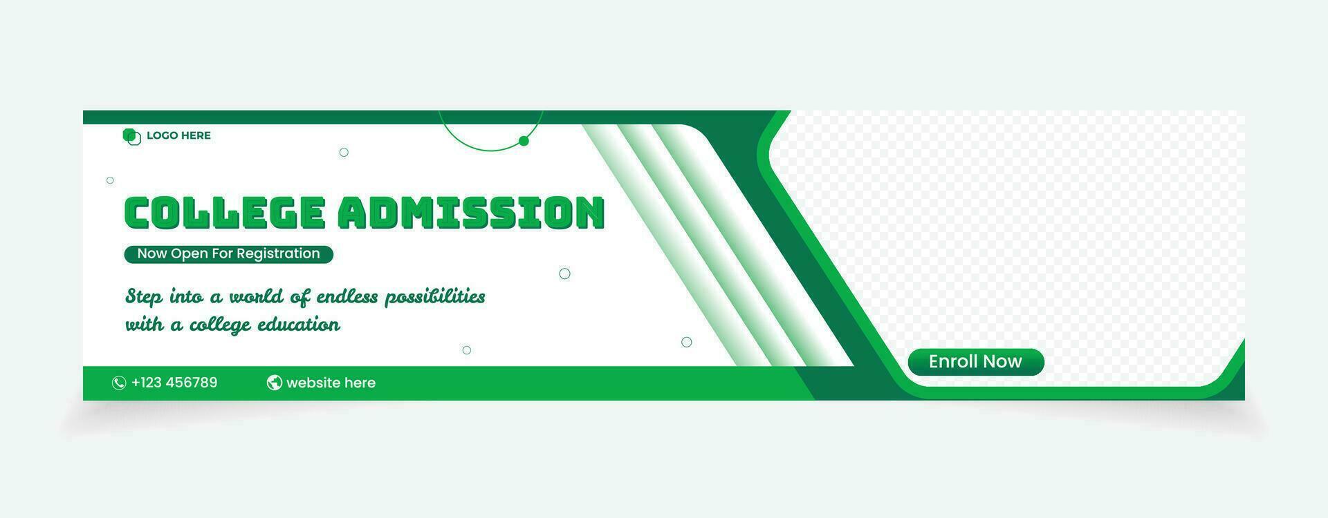 cover social media banner design abstract background admission college school vector