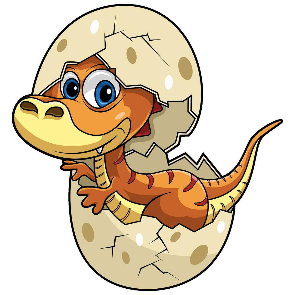 bebé dinosaurio eclosión desde huevo vector