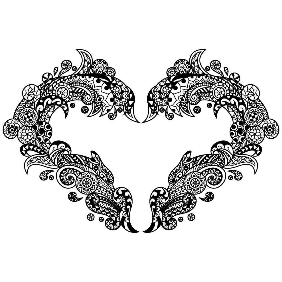 Hand drawn heart frame vector