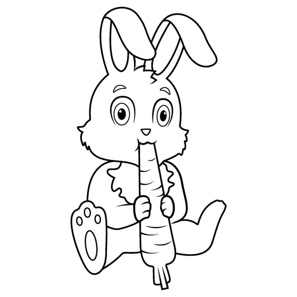 A rabbit eating carrot coloring page vector