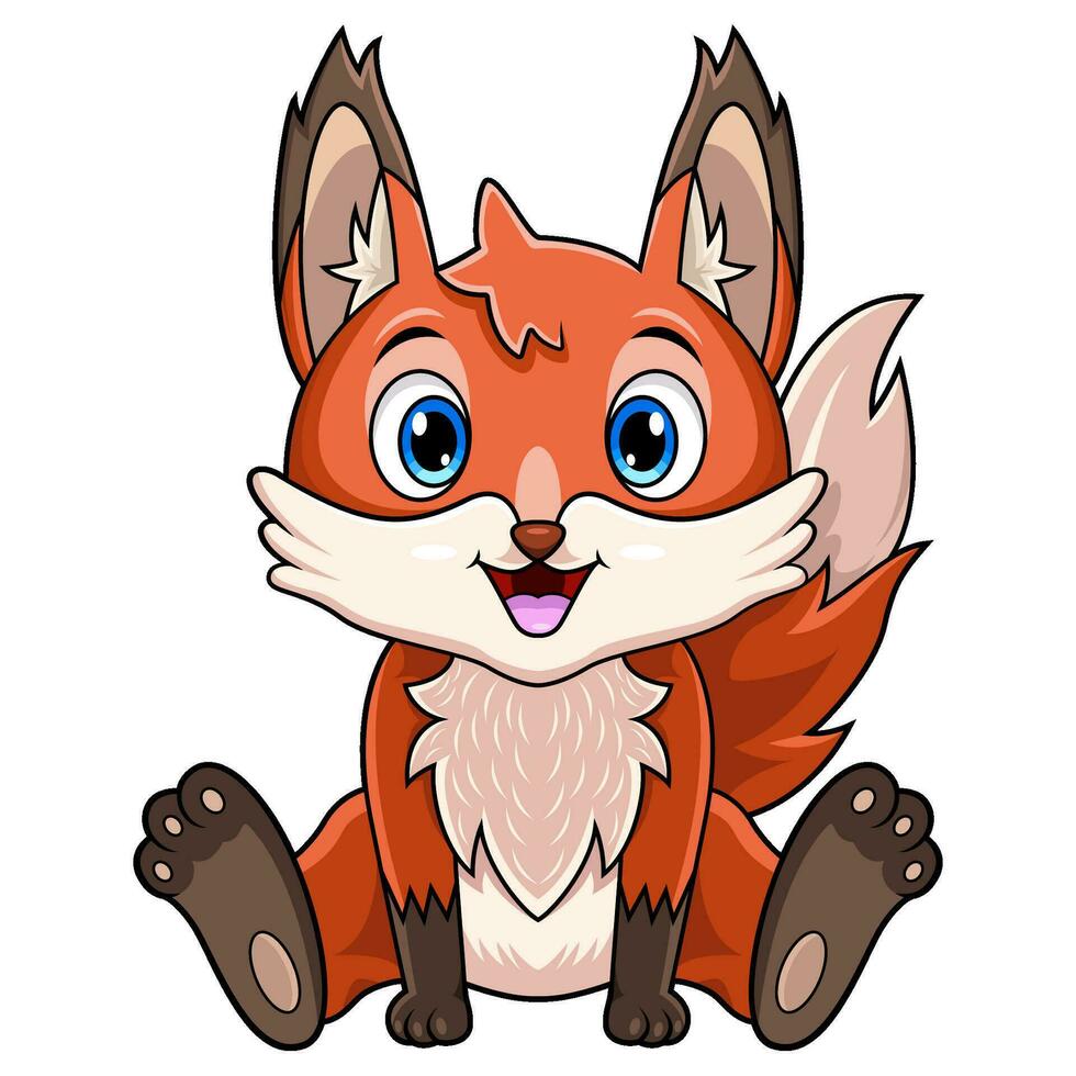 Cute baby fox cartoon sitting vector