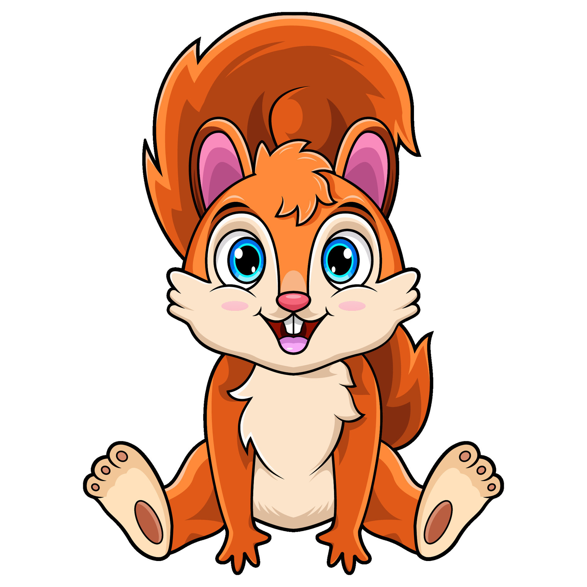 Cute baby squirrel cartoon sitting 25883664 Vector Art at Vecteezy