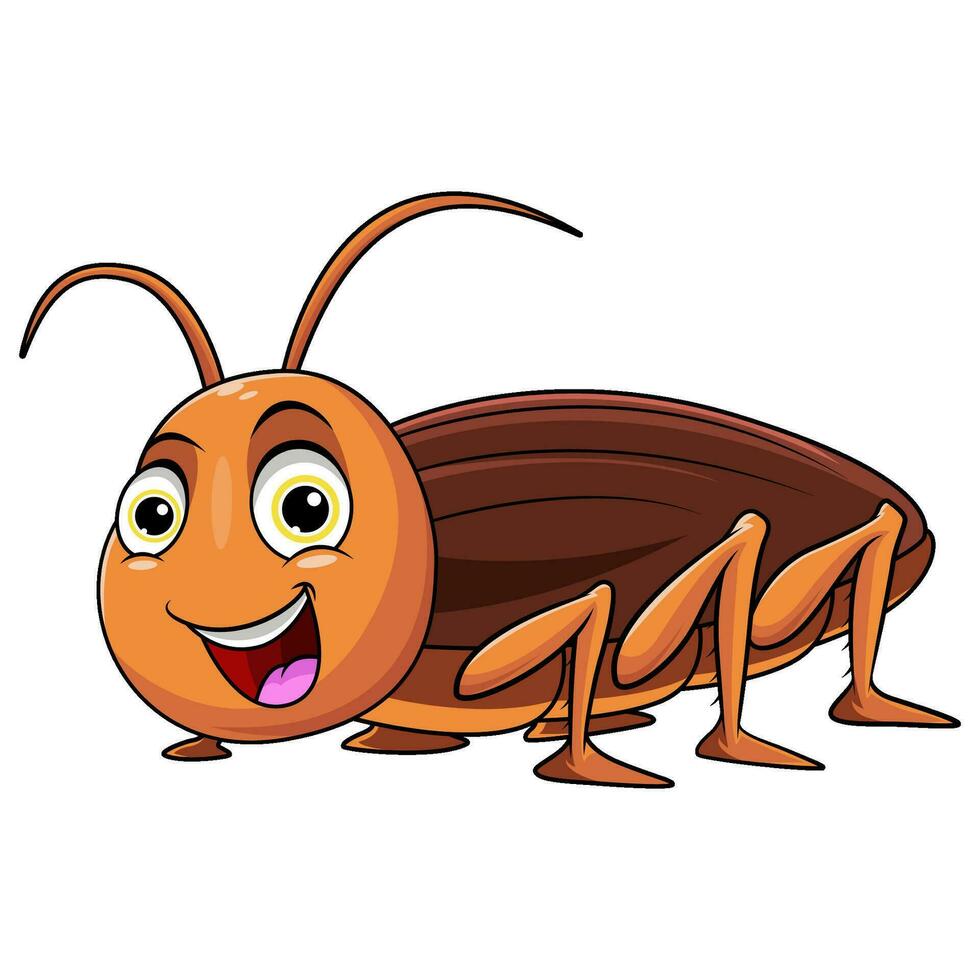 Cute cockroach cartoon smile on white background vector