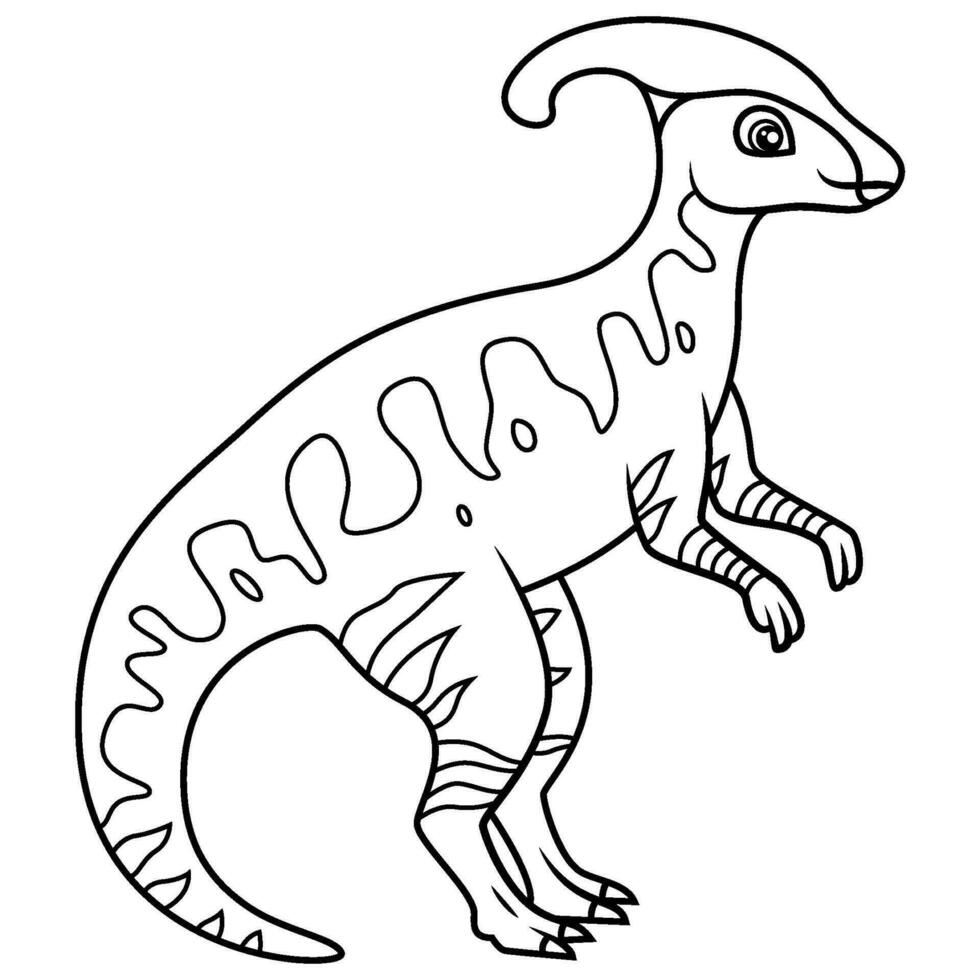 mano dibujado de parasaurolophus línea Arte vector