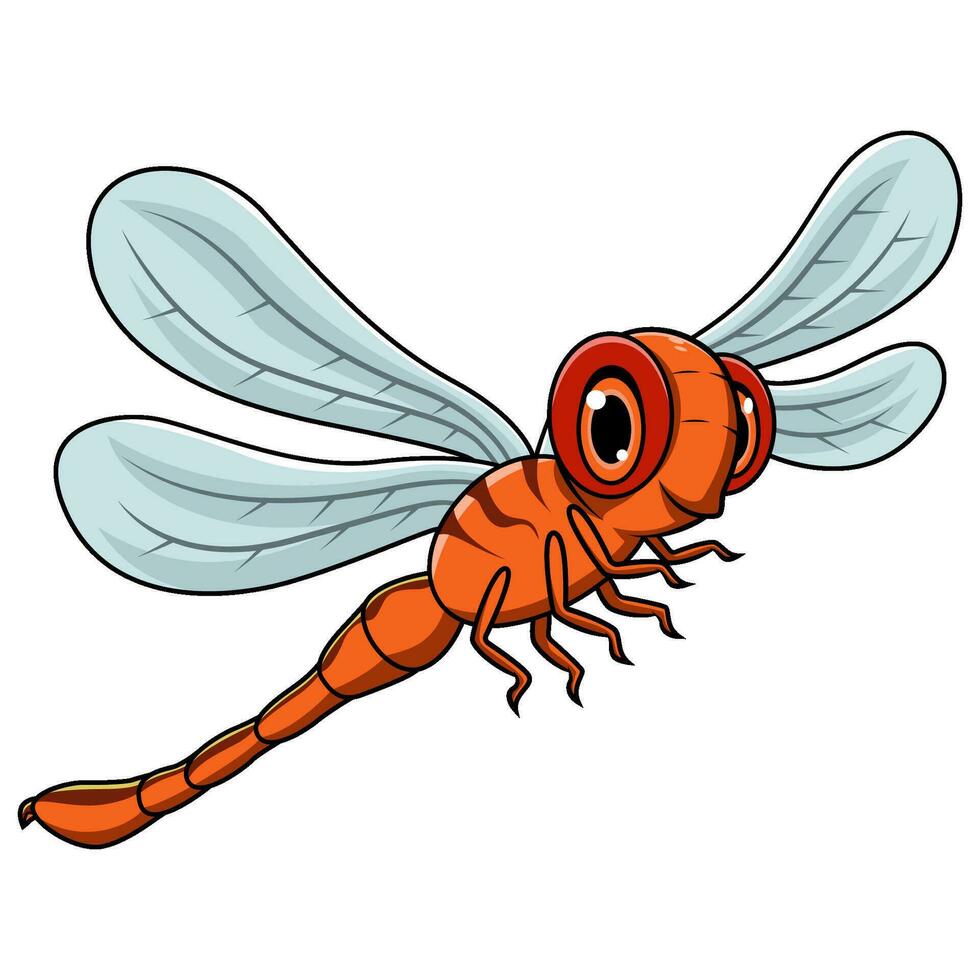 dibujos animados gracioso libélula aislado en blanco antecedentes vector