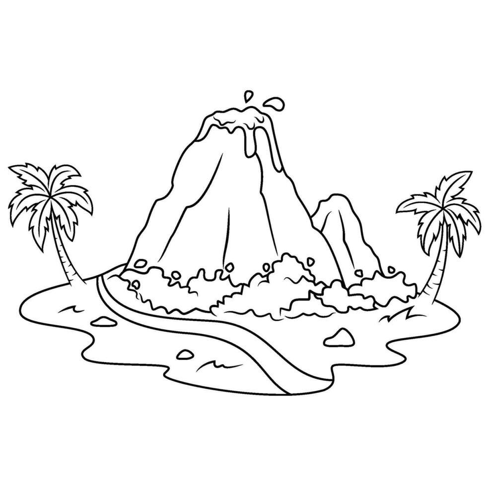 mano dibujado de volcán montaña línea Arte vector