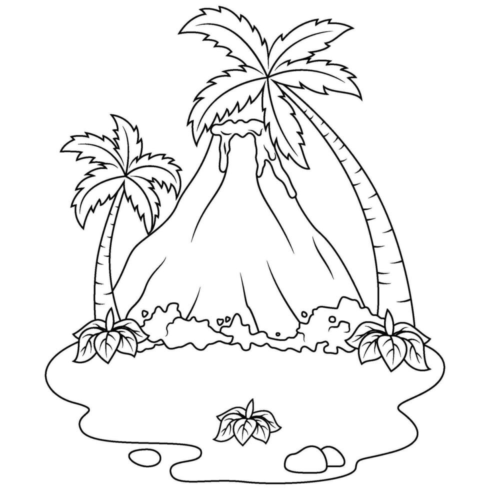 hand drawn of Volcano mountain  line art vector