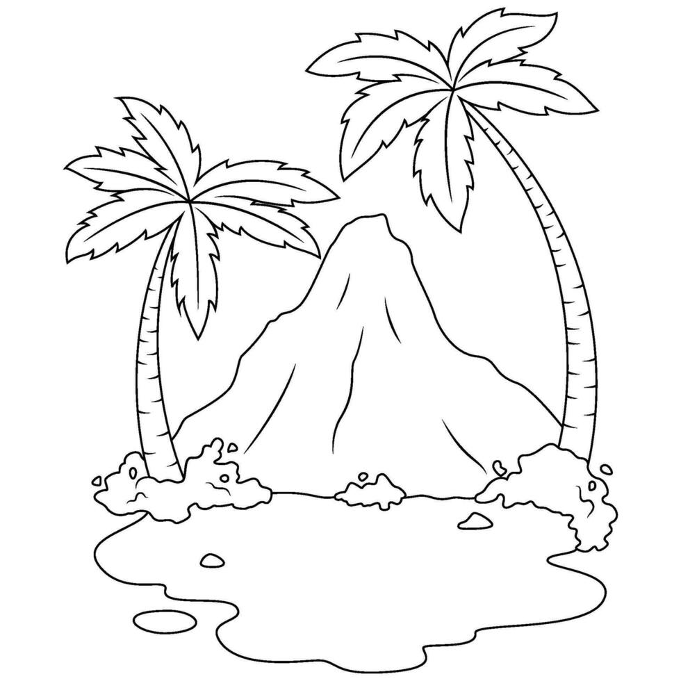 mano dibujado de volcán montaña línea Arte vector
