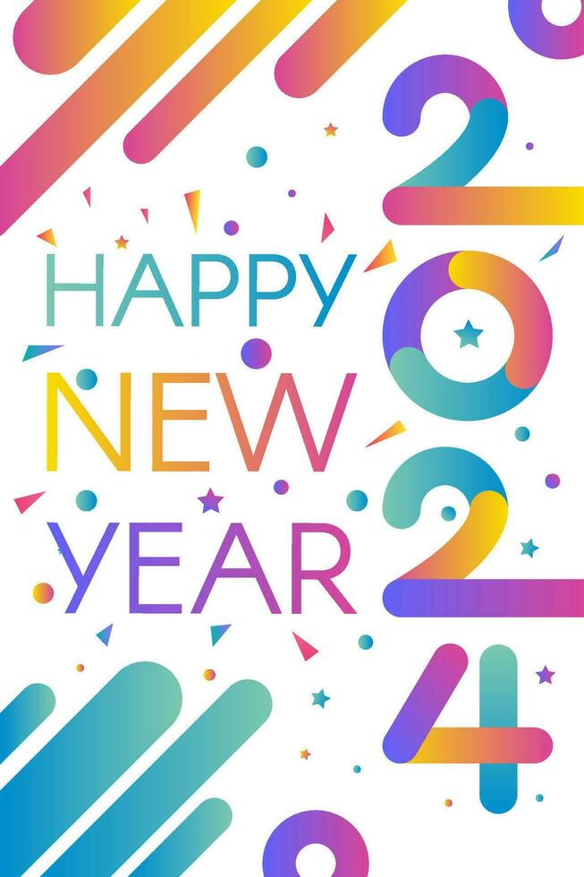 Vertical 2024 Happy New Year A4 Banner vector