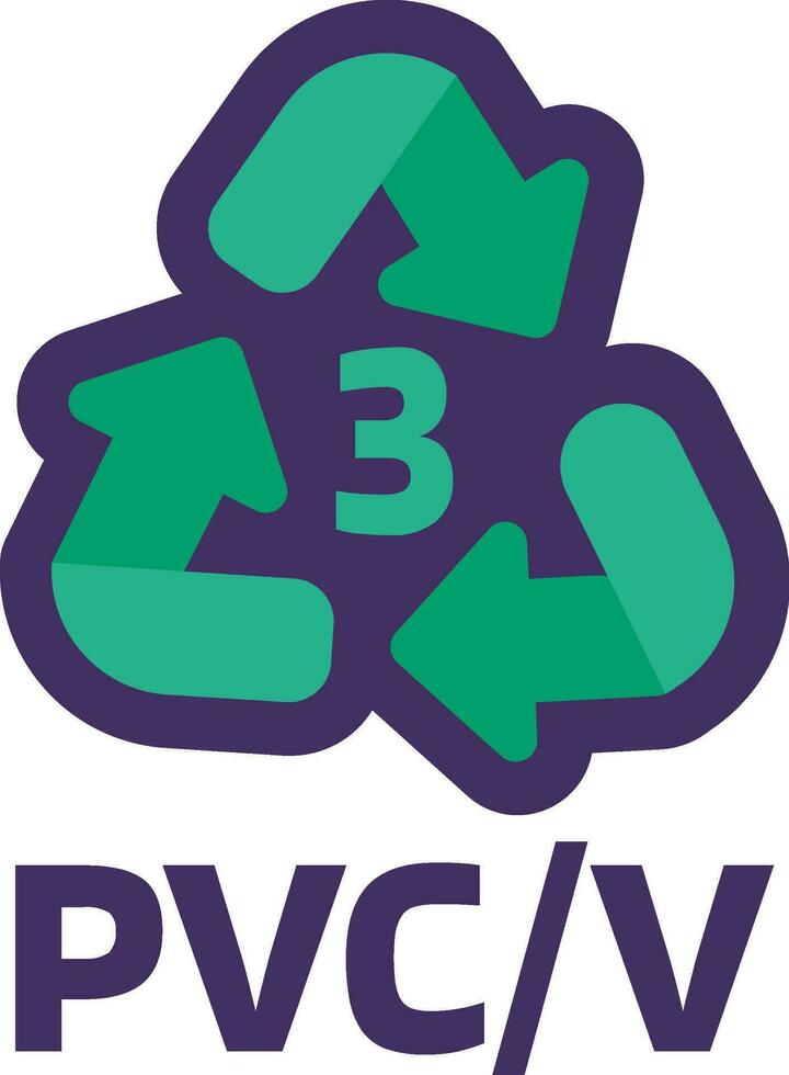 precaución calificación reciclaje pvcv industrial código 3 vector