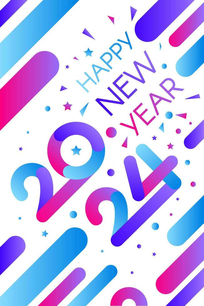 Happy 2024 New Year Disco Party Vertical A4 Banner vector