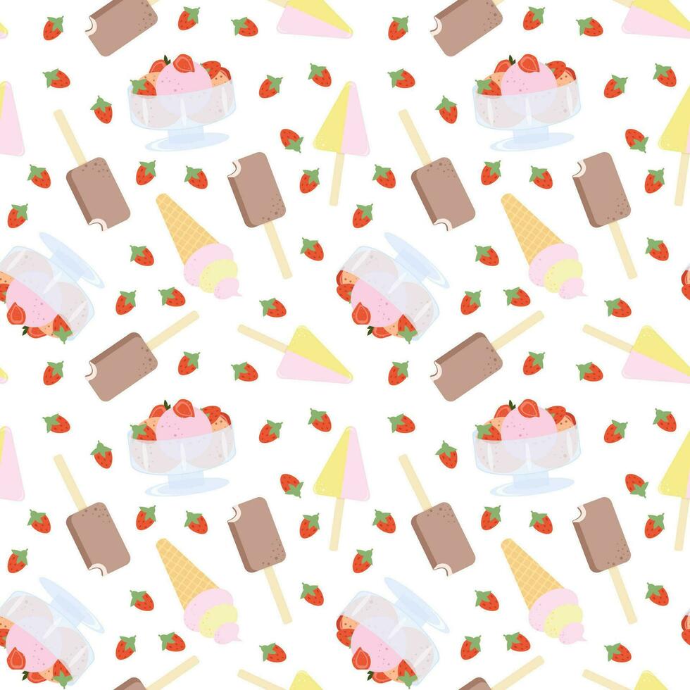 seamless pattern of different types of ice cream. Vector illustration