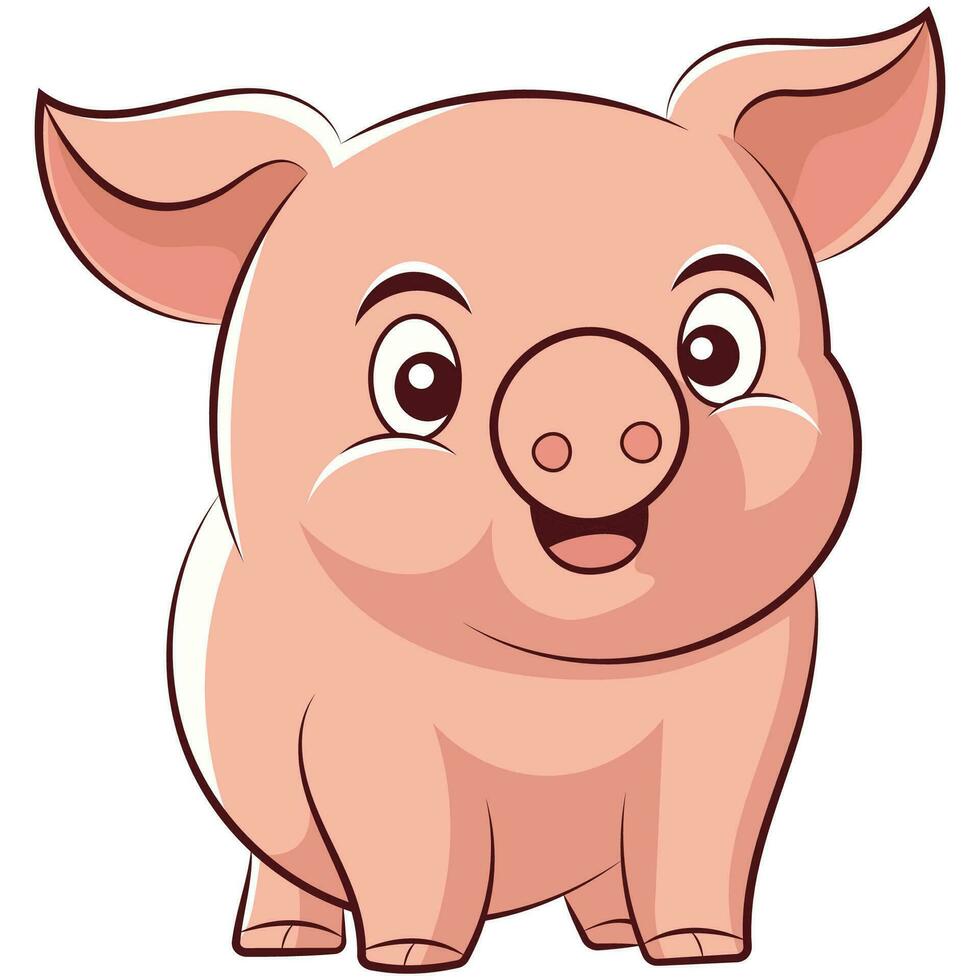 pig flat cartoon, farm logo design vector