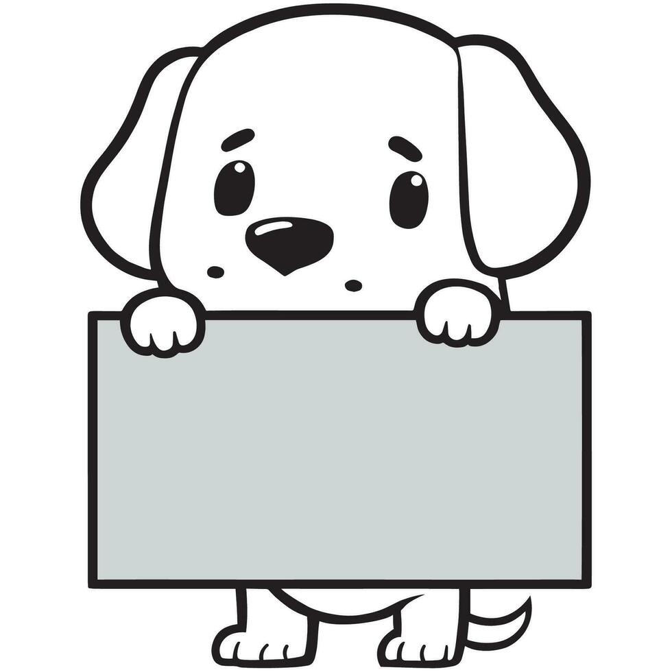 dog, puppy mascot logo, holding empty sign vector