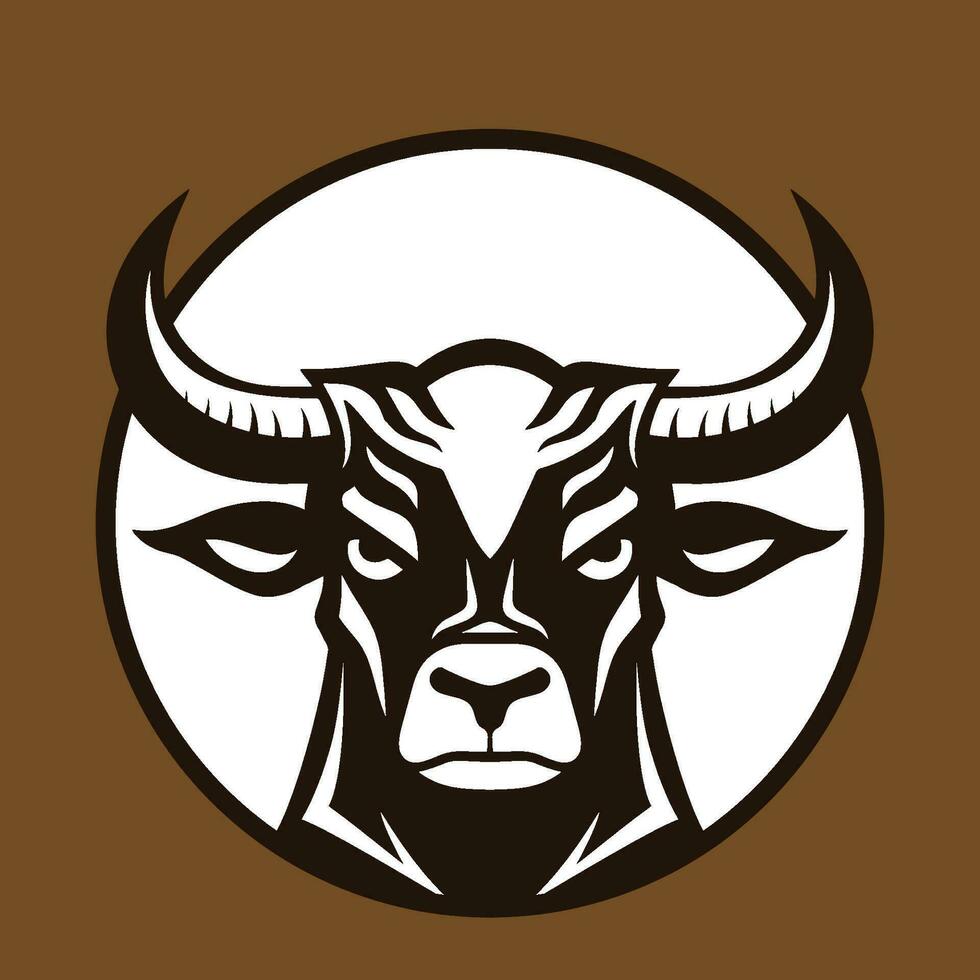 cow head mascot logo, design for badge vector