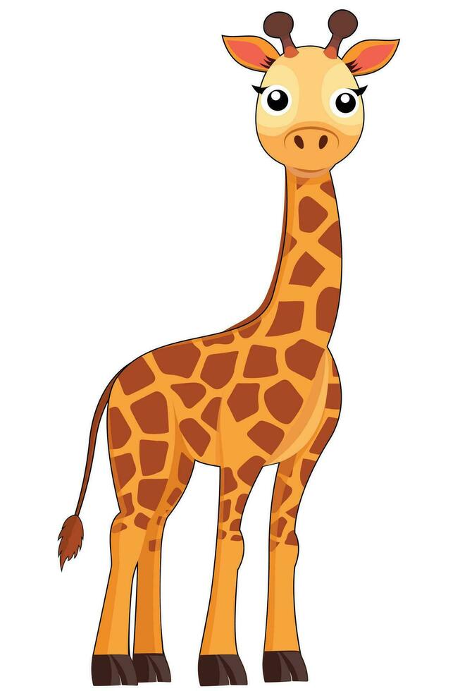 giraffe flat cartoon style, zoo logo vector