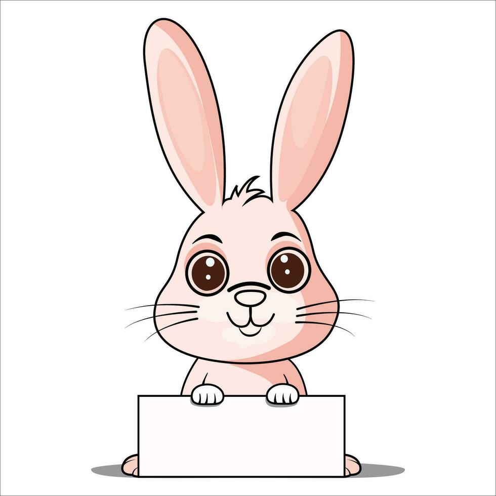 Easter bunny is holding a empty sign, vector